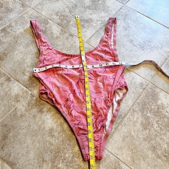 Free People Ready For The Weekend pink palm bodysuit medium scoop neck - Picture 5 of 9